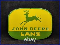 Porcelain John Deere LANZ Enamel Metal Sign Plate Size 30 x 22 Inches