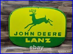 Porcelain John Deere LANZ Enamel Metal Sign Size 30 x 22 Inches Porcelain John Deere LANZ Enamel Metal Sign Size 30 x 22 Inches