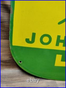 Porcelain John Deere LANZ Enamel Metal Sign Size 30 x 22 Inches