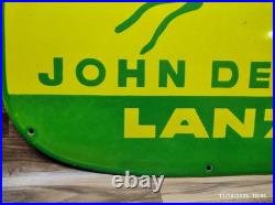 Porcelain John Deere LANZ Enamel Metal Sign Size 30 x 22 Inches Porcelain John Deere LANZ Enamel Metal Sign Size 30 x 22 Inches
