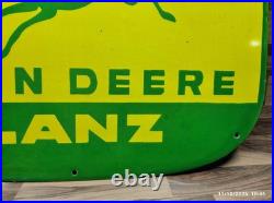 Porcelain John Deere LANZ Enamel Metal Sign Size 30 x 22 Inches Porcelain John Deere LANZ Enamel Metal Sign Size 30 x 22 Inches