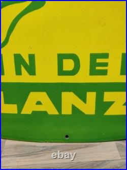 Porcelain John Deere LANZ Enamel Metal Sign Size 30 x 22 Inches
