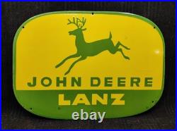 Porcelain John Deere LANZ Metal Sign Plate Size 30 x 22 Inches Porcelain John Deere LANZ Metal Sign Plate Size 30 x 22 Inches