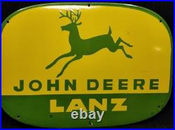 Porcelain John Deere LANZ Metal Sign Plate Size 30 x 22 Inches Porcelain John Deere LANZ Metal Sign Plate Size 30 x 22 Inches