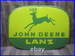 Porcelain John Deere Lanz Enamel Metal Sign Plate Size 30 x 22 Inches