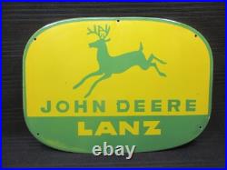 Porcelain John Deere Lanz Enamel Metal Sign Plate Size 30 x 22 Inches