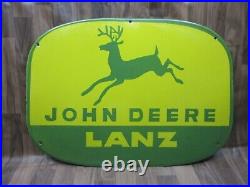 Porcelain John Deere Lanz Enamel Metal Sign Plate Size 30 x 22 Inches