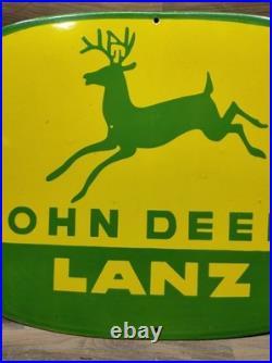 Porcelain John Deere Lanz Enamel Metal Sign Plate Size 30 x 22 Inches