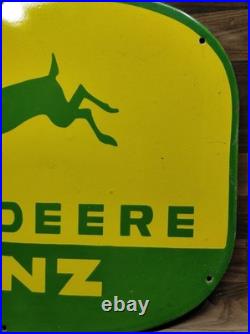 Porcelain John Deere Lanz Enamel Metal Sign Plate Size 30 x 22 Inches
