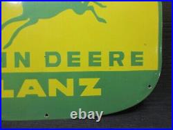Porcelain John Deere Lanz Enamel Metal Sign Plate Size 30 x 22 Inches