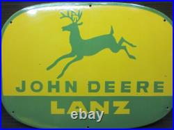 Porcelain John Deere Lanz Enamel Metal Sign Plate Size 30 x 22 Inches