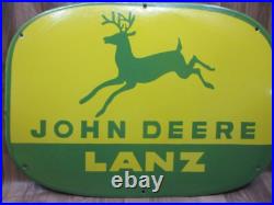 Porcelain John Deere Lanz Enamel Metal Sign Plate Size 30 x 22 Inches