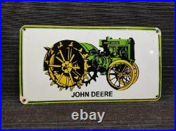 Porcelain John Deere Metal Sign Plate Size 24 x 13 Inches Porcelain John Deere Metal Sign Plate Size 24 x 13 Inches