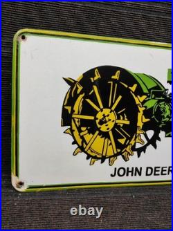 Porcelain John Deere Metal Sign Plate Size 24 x 13 Inches Porcelain John Deere Metal Sign Plate Size 24 x 13 Inches