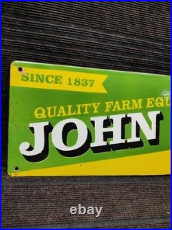 Porcelain John Deere Metal Sign Plate Size 30 x 9 Inches