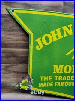 Porcelain John Deere Moline Enamel Metal Sign Plate Size 30 x 18 Inches