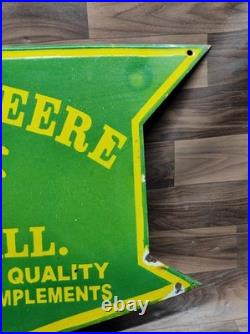 Porcelain John Deere Moline Enamel Metal Sign Plate Size 30 x 18 Inches