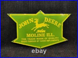 Porcelain John Deere Moline Metal Sign Plate Size 30 x 18 Inches