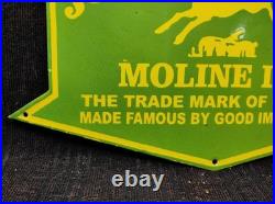 Porcelain John Deere Moline Metal Sign Plate Size 30 x 18 Inches