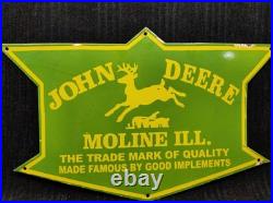 Porcelain John Deere Moline Metal Sign Plate Size 30 x 18 Inches