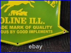 Porcelain John Deere Moline Metal Sign Plate Size 30 x 18 Inches