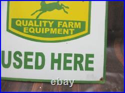 Porcelain John Deere Only used Enamel Metal Sign Plate Size 24 x 18 Inches