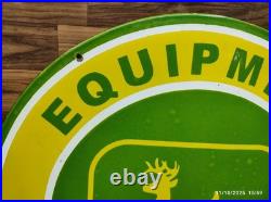 Porcelain John Deere Parts & Service Enamel Metal Sign Size 30 Inches Round