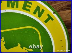 Porcelain John Deere Parts & Service Enamel Metal Sign Size 30 Inches Round