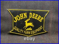 Porcelain John Deere Quality Farm Enamel Metal Sign Plate Size 30 x 19 Inches
