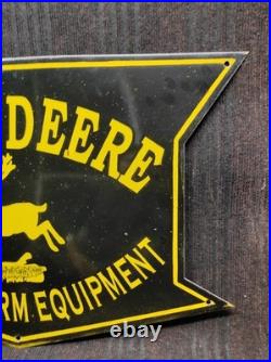 Porcelain John Deere Quality Farm Enamel Metal Sign Plate Size 30 x 19 Inches