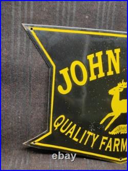Porcelain John Deere Quality Farm Enamel Metal Sign Plate Size 30 x 19 Inches