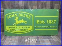 Porcelain John Deere Quality Farm Enamel Metal Sign Plate Size 36 x 18 Inches