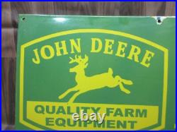 Porcelain John Deere Quality Farm Enamel Metal Sign Plate Size 36 x 18 Inches