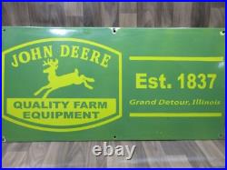 Porcelain John Deere Quality Farm Enamel Metal Sign Plate Size 36 x 18 Inches