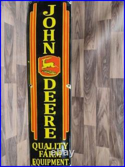 Porcelain John Deere Quality Farm Enamel Metal Sign Plate Size 40 x 10 Inches