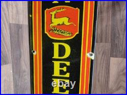 Porcelain John Deere Quality Farm Enamel Metal Sign Plate Size 40 x 10 Inches