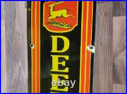 Porcelain John Deere Quality Farm Enamel Metal Sign Plate Size 40 x 10 Inches