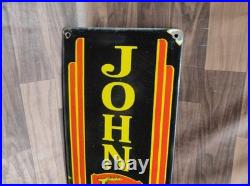 Porcelain John Deere Quality Farm Enamel Metal Sign Plate Size 40 x 10 Inches
