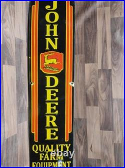 Porcelain John Deere Quality Farm Enamel Metal Sign Plate Size 40 x 10 Inches