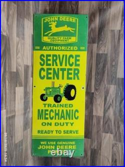 Porcelain John Deere Service Center Enamel Metal Sign Size 40 x 15 Inches