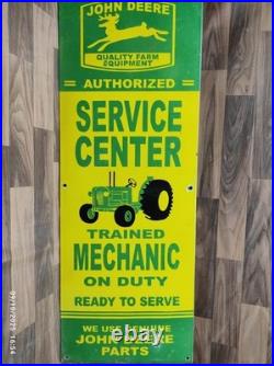 Porcelain John Deere Service Center Enamel Metal Sign Size 40 x 15 Inches