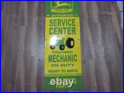 Porcelain John Deere Service Center Enamel Metal Sign Size 40 x 15 Inches