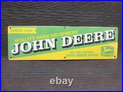 Porcelain John Deere Service Enamel Metal Sign Plate Size 30 x 9 Inches