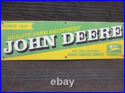 Porcelain John Deere Service Enamel Metal Sign Plate Size 30 x 9 Inches