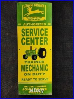 Porcelain John Deere Service Enamel Metal Sign Plate Size 40 x 15 Inches