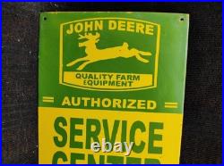 Porcelain John Deere Service Enamel Metal Sign Plate Size 40 x 15 Inches