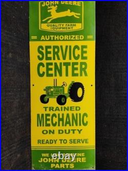 Porcelain John Deere Service Enamel Metal Sign Plate Size 40 x 15 Inches