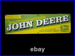 Porcelain John Deere farm Equipment Enamel Metal Sign Size 30 x 9 Inches