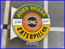 Porcelian John Deere Enamel Sign Size 18x18 Inches Double Sided With Flange