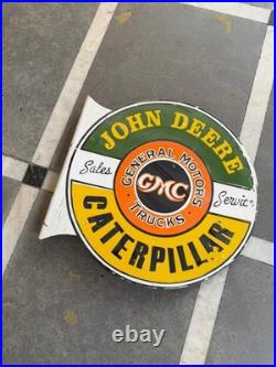 Porcelian John Deere Enamel Sign Size 18x18 Inches Double Sided With Flange